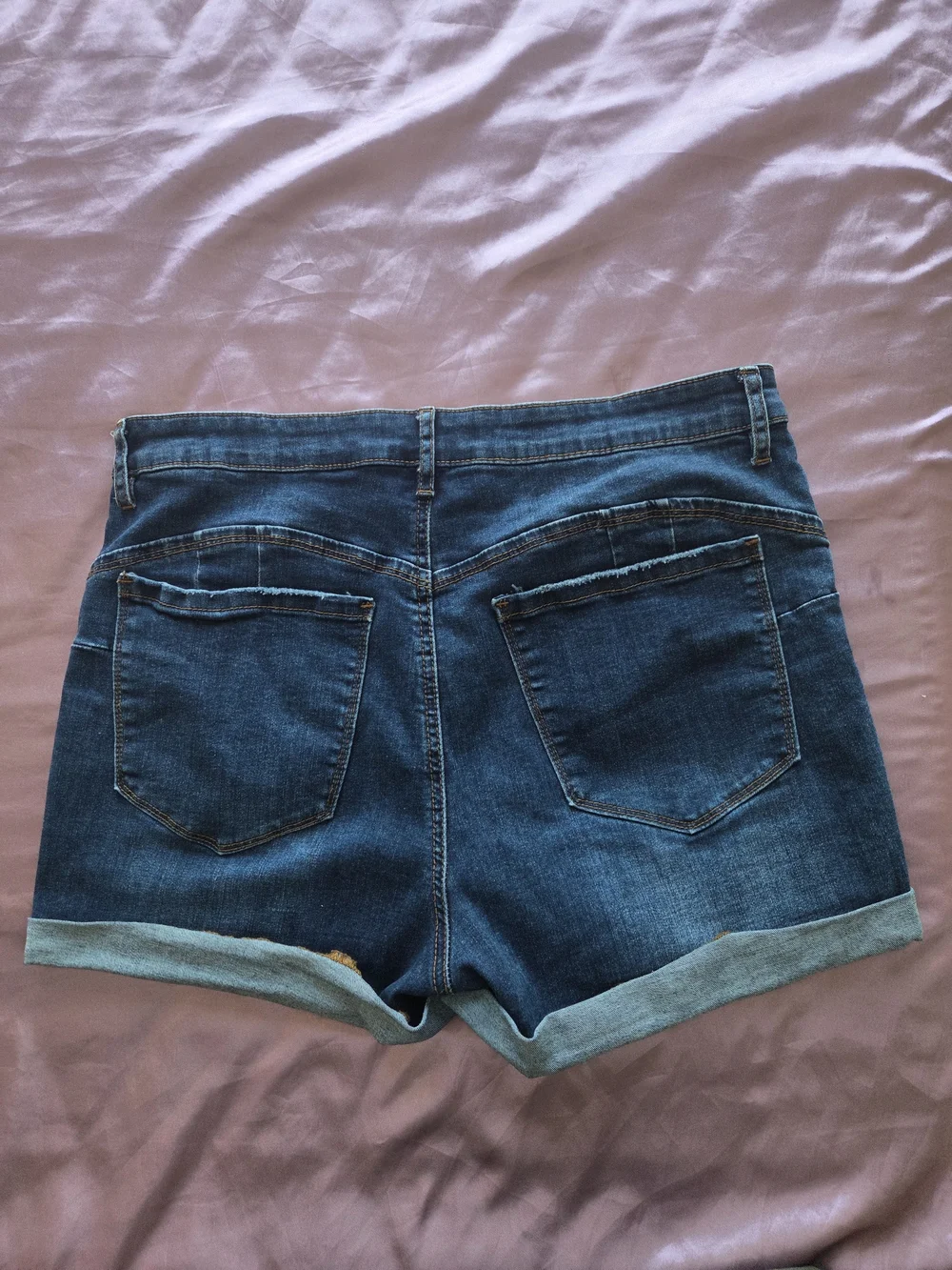 NWOT Women's Dark Wash Denim Jean Short with Fold-Over Waistband - Size 15